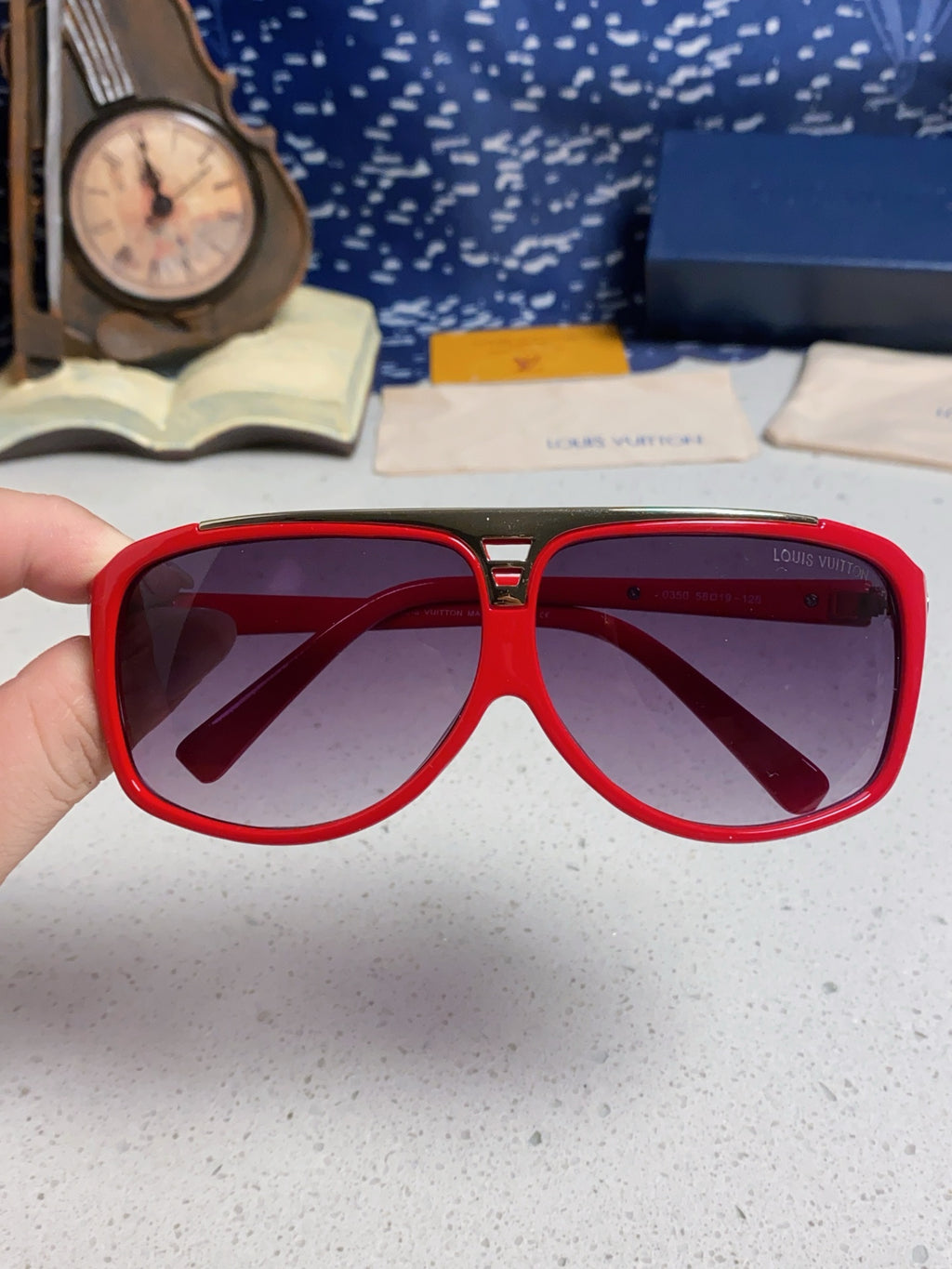 Louis Vuitton Polarized Square Red Lens Sunglasses for Men & Women - detail image 4