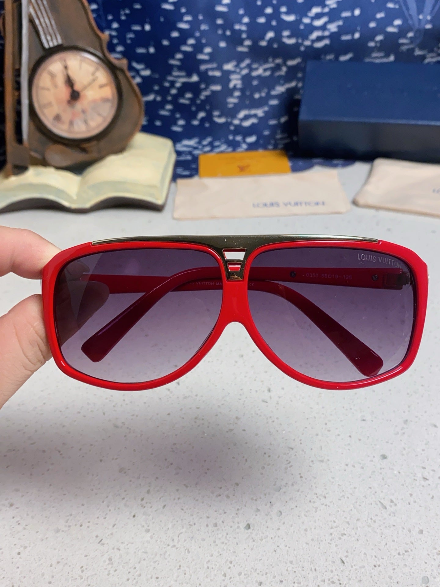 Louis Vuitton Polarized Square Red Lens Sunglasses for Men & Women - detail image 4