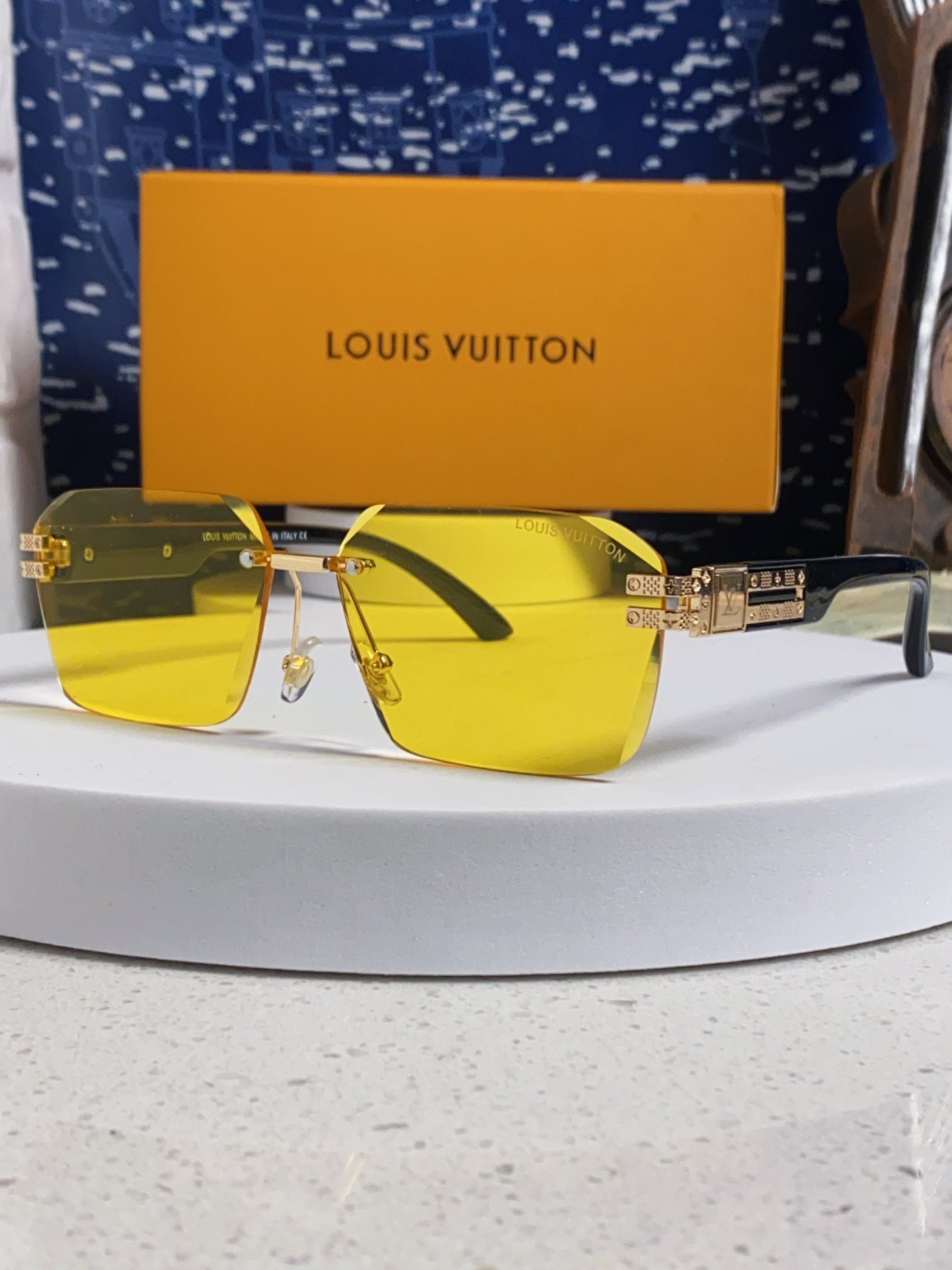 Louis Vuitton Lightweight Rimless Yellow Lens Sunglasses for Men & Women