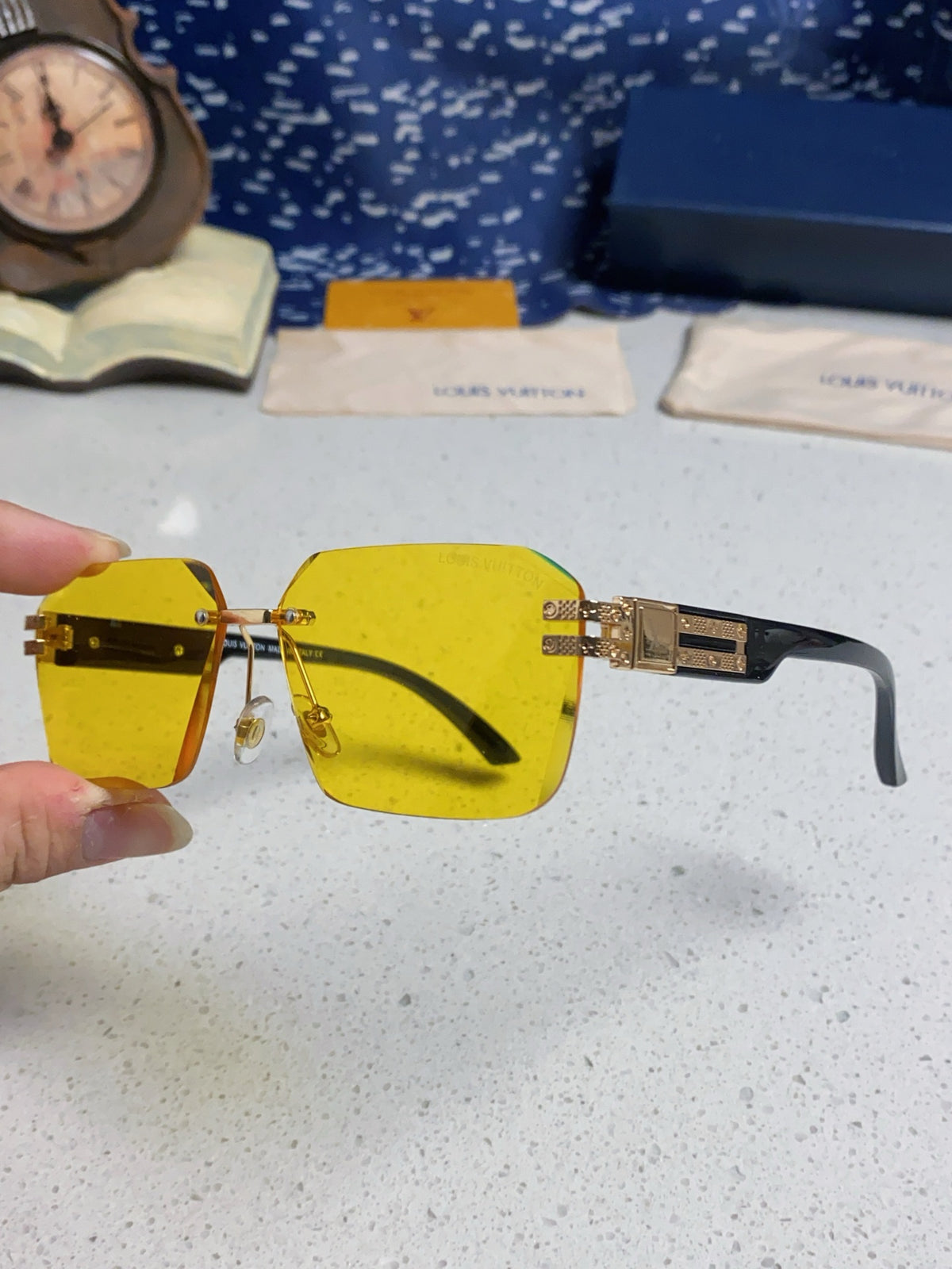 Louis Vuitton Lightweight Rimless Yellow Lens Sunglasses for Men & Women - detail image 6