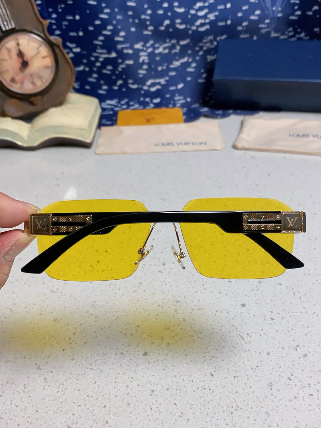 Louis Vuitton Lightweight Rimless Yellow Lens Sunglasses for Men & Women - detail image 5