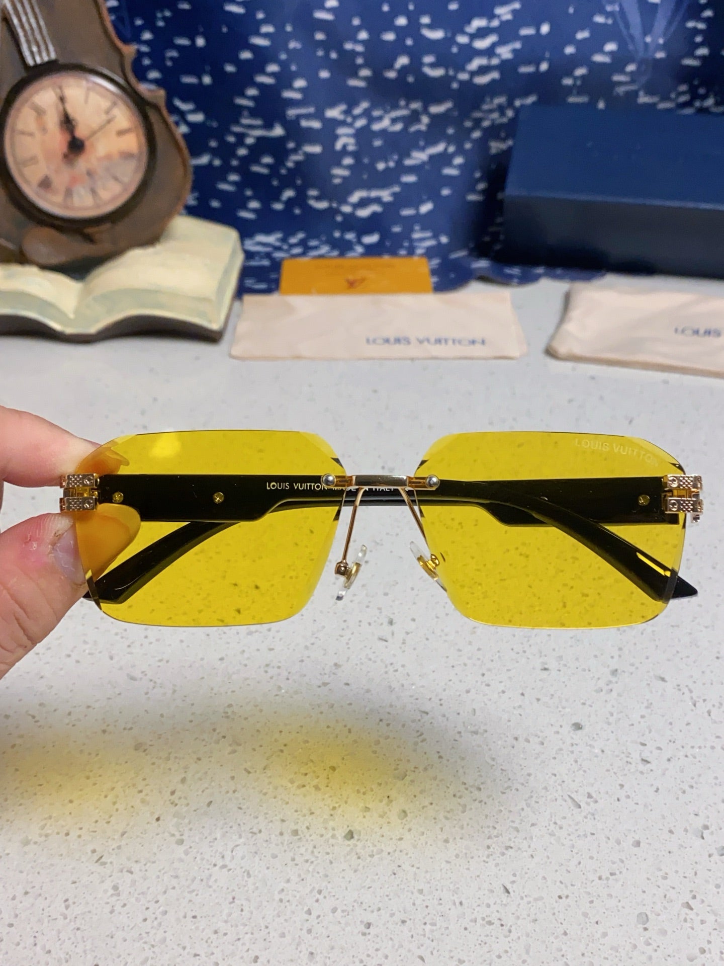 Louis Vuitton Lightweight Rimless Yellow Lens Sunglasses for Men & Women - detail image 4