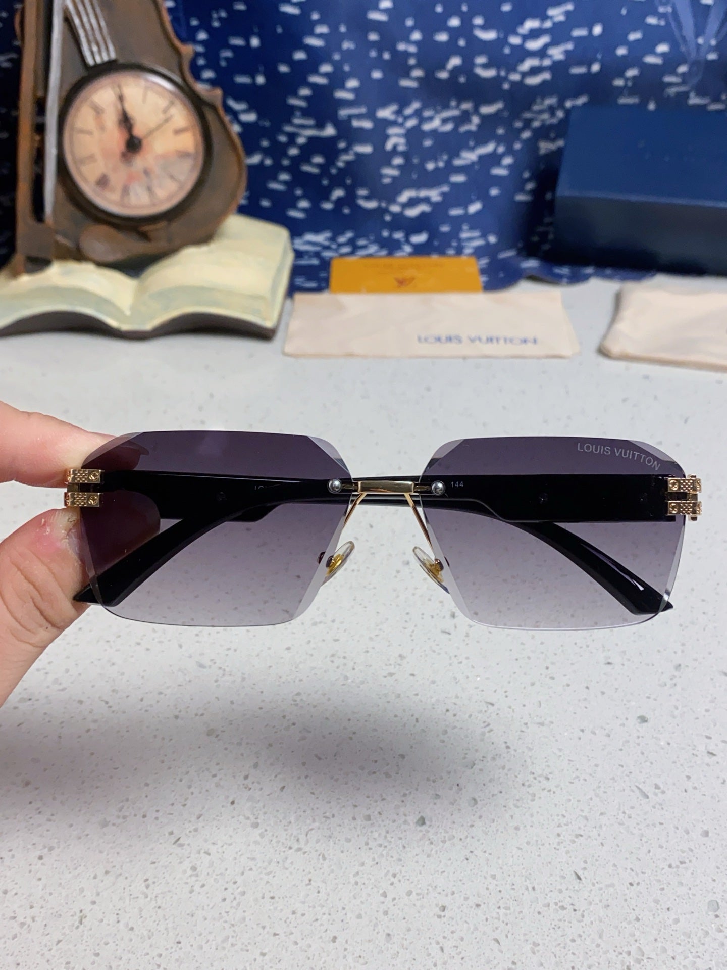 Louis Vuitton Lightweight Rimless Silver Lens Sunglasses for Men & Women - detail image 4