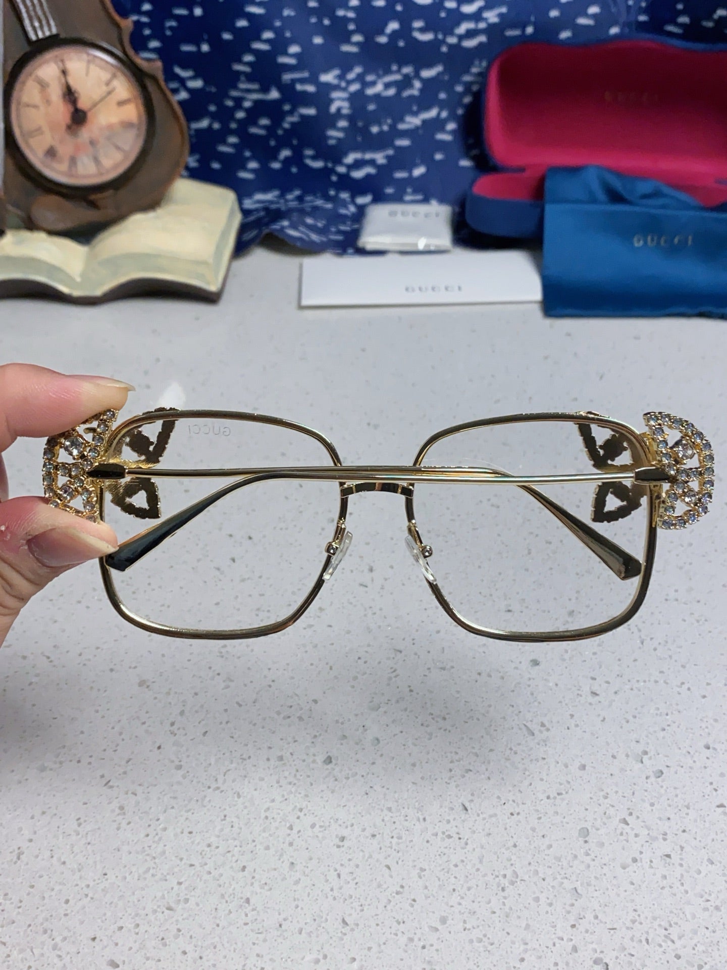 Gucci Square Silver Lens Sunglasses for Women - 132226 - detail image 5