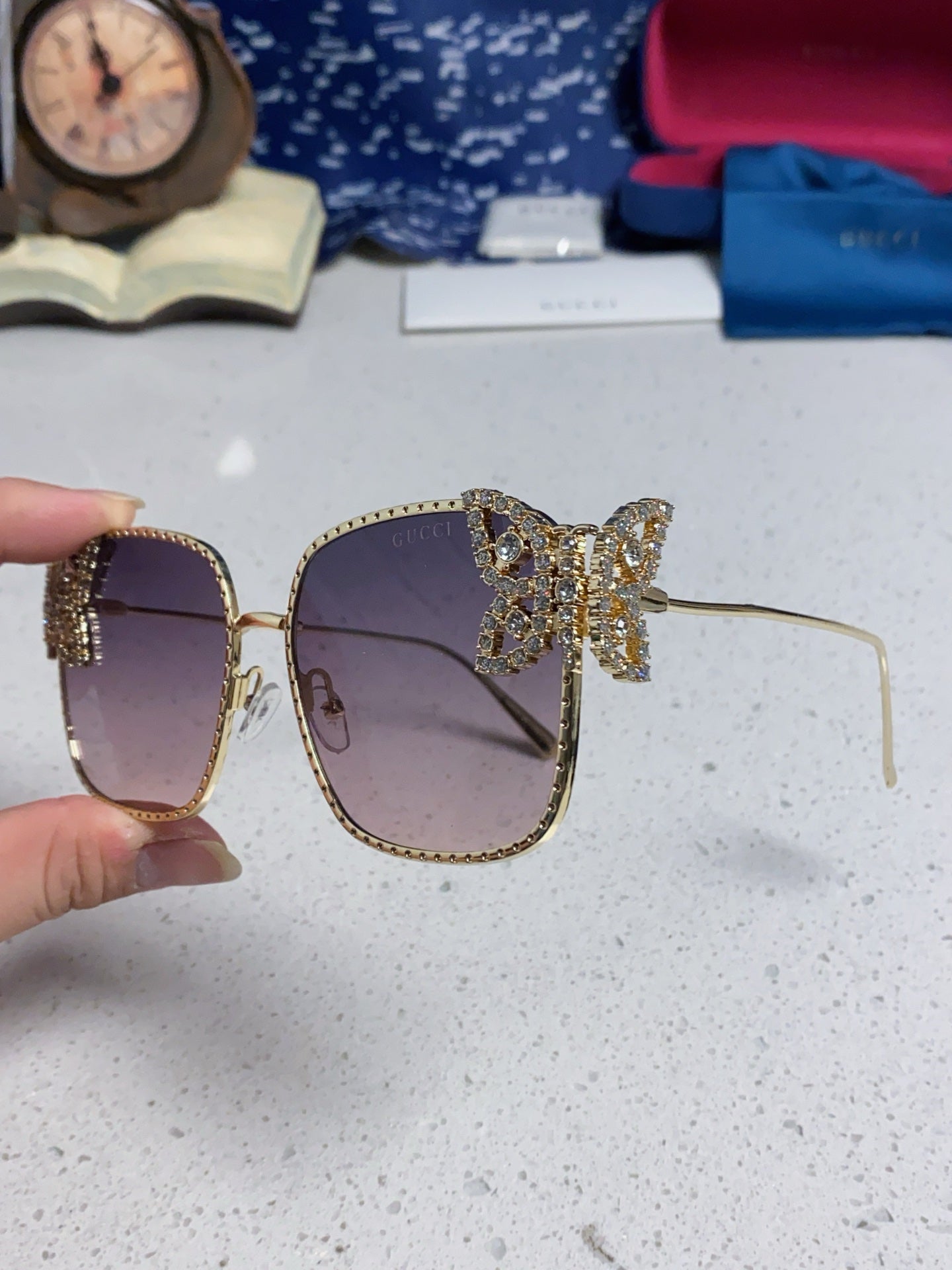 Gucci Square Silver Lens Sunglasses for Women - 132227 - detail image 6