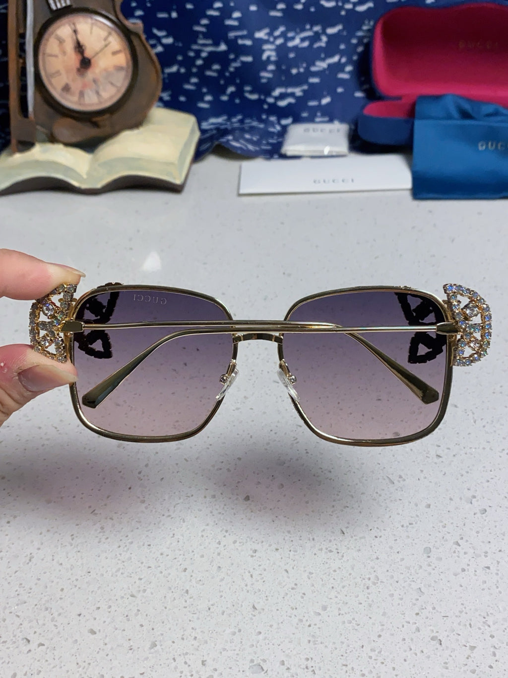 Gucci Square Silver Lens Sunglasses for Women - 132227 - detail image 5