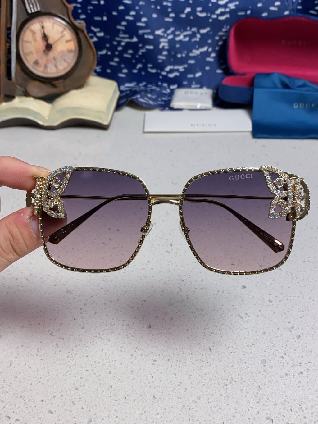 Gucci Square Silver Lens Sunglasses for Women - 132227 - detail image 4