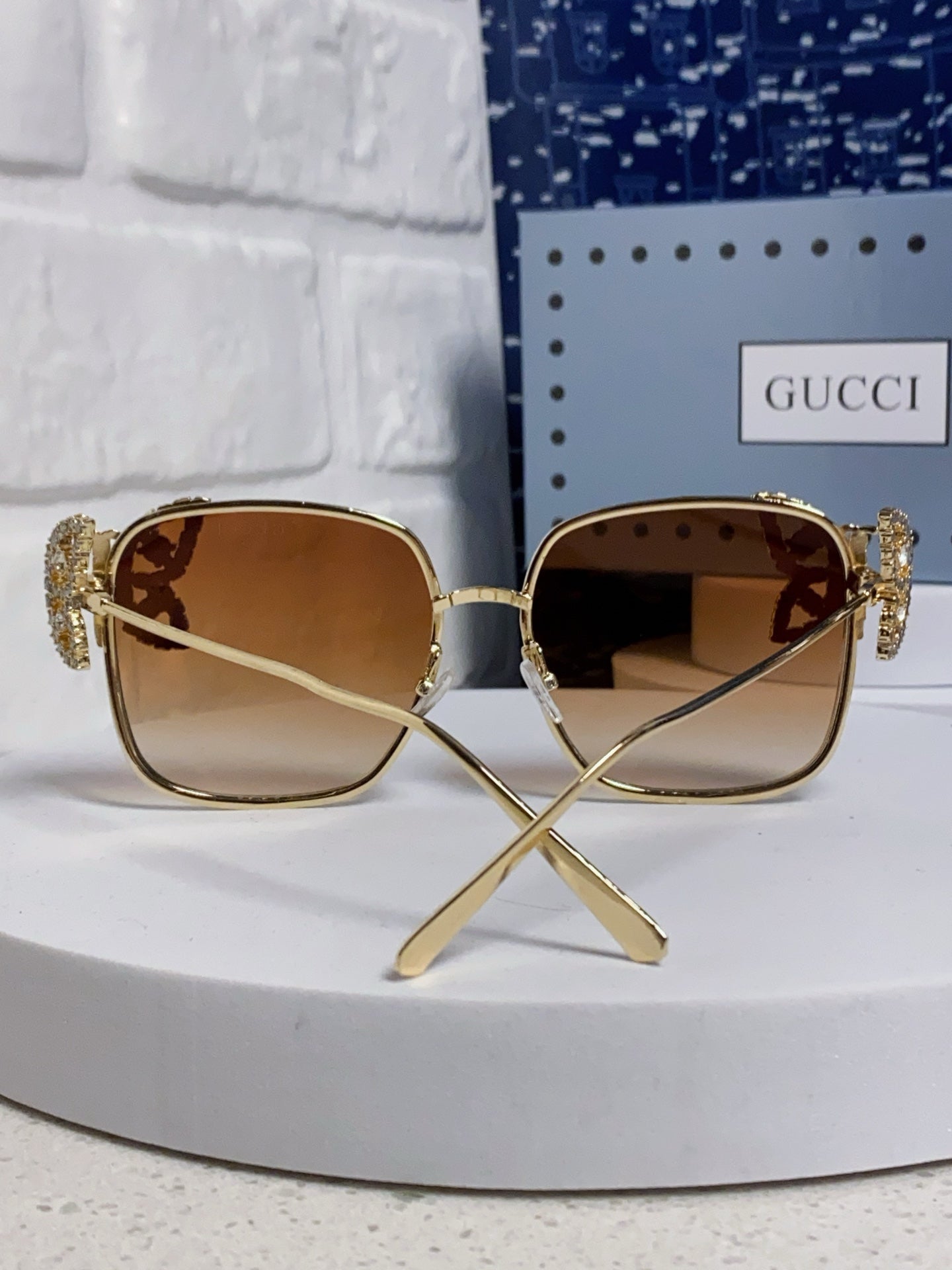 Gucci Square Gold Lens Sunglasses for Women - detail image 3