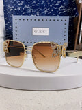 Gucci Square Gold Lens Sunglasses for Women
