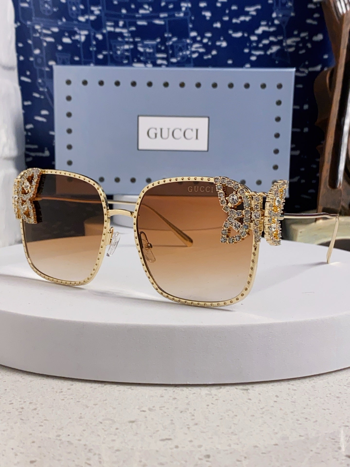 Gucci Square Gold Lens Sunglasses for Women