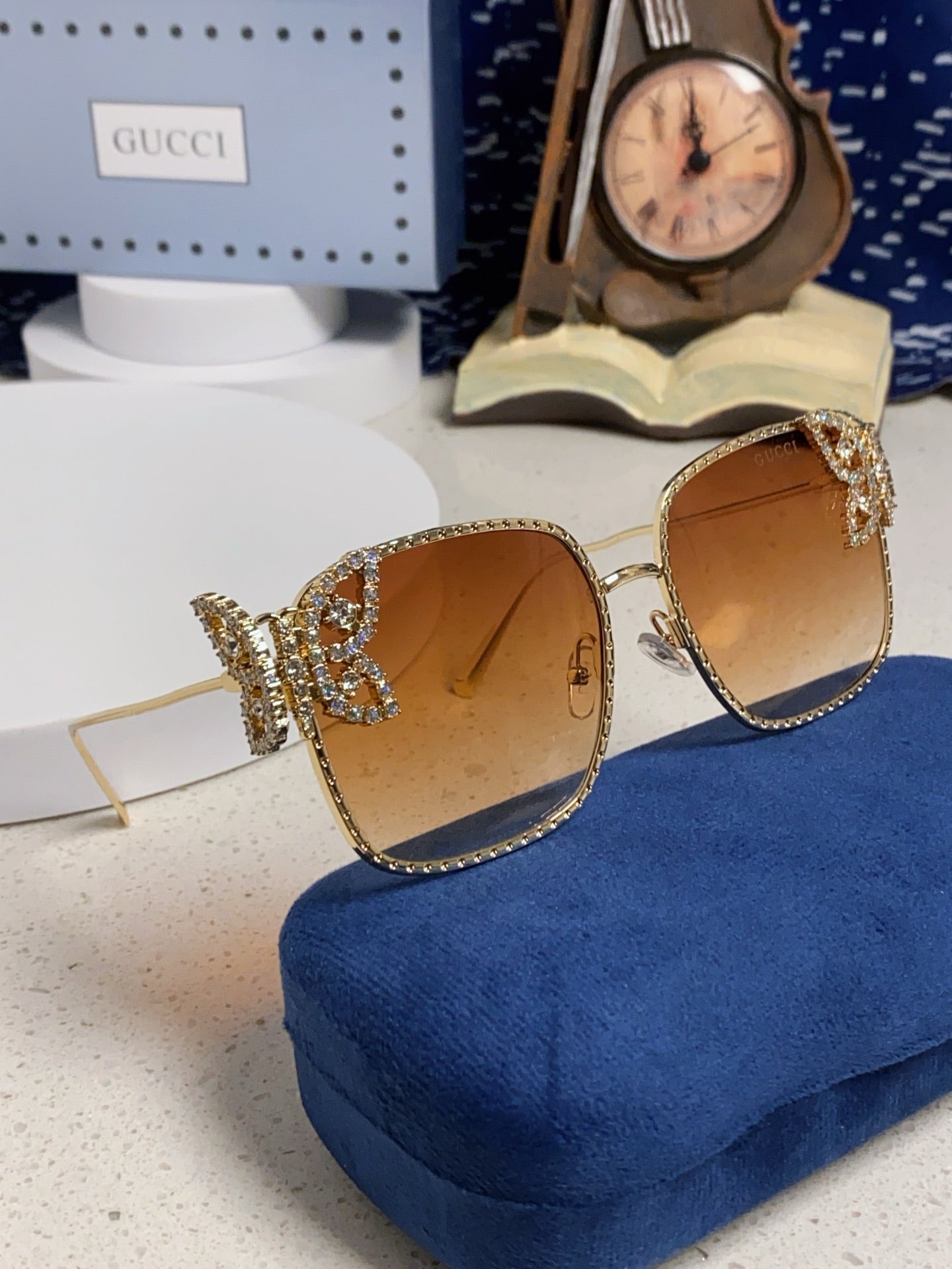 Gucci Square Gold Lens Sunglasses for Women - detail image 10