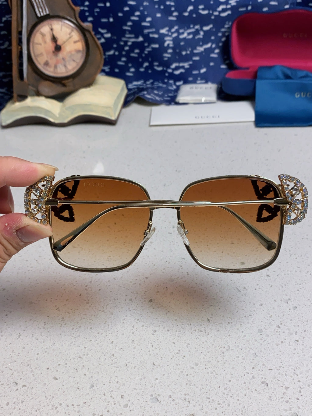 Gucci Square Gold Lens Sunglasses for Women - detail image 5