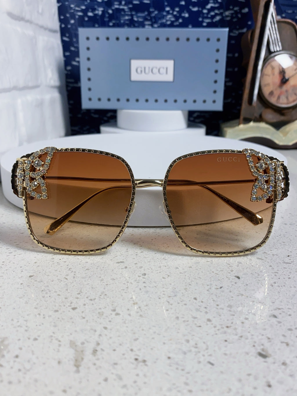 Gucci Square Gold Lens Sunglasses for Women - detail image 9