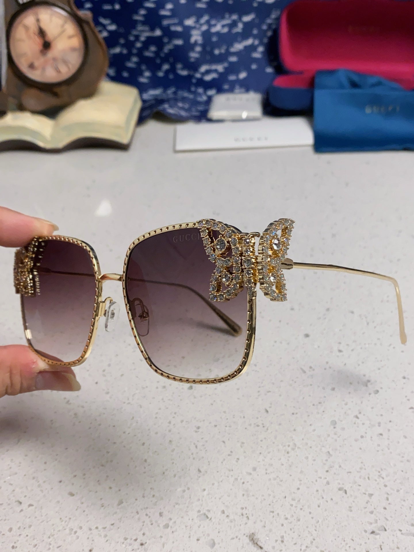 Gucci Square Brown Lens Sunglasses for Women - 132229 - detail image 6