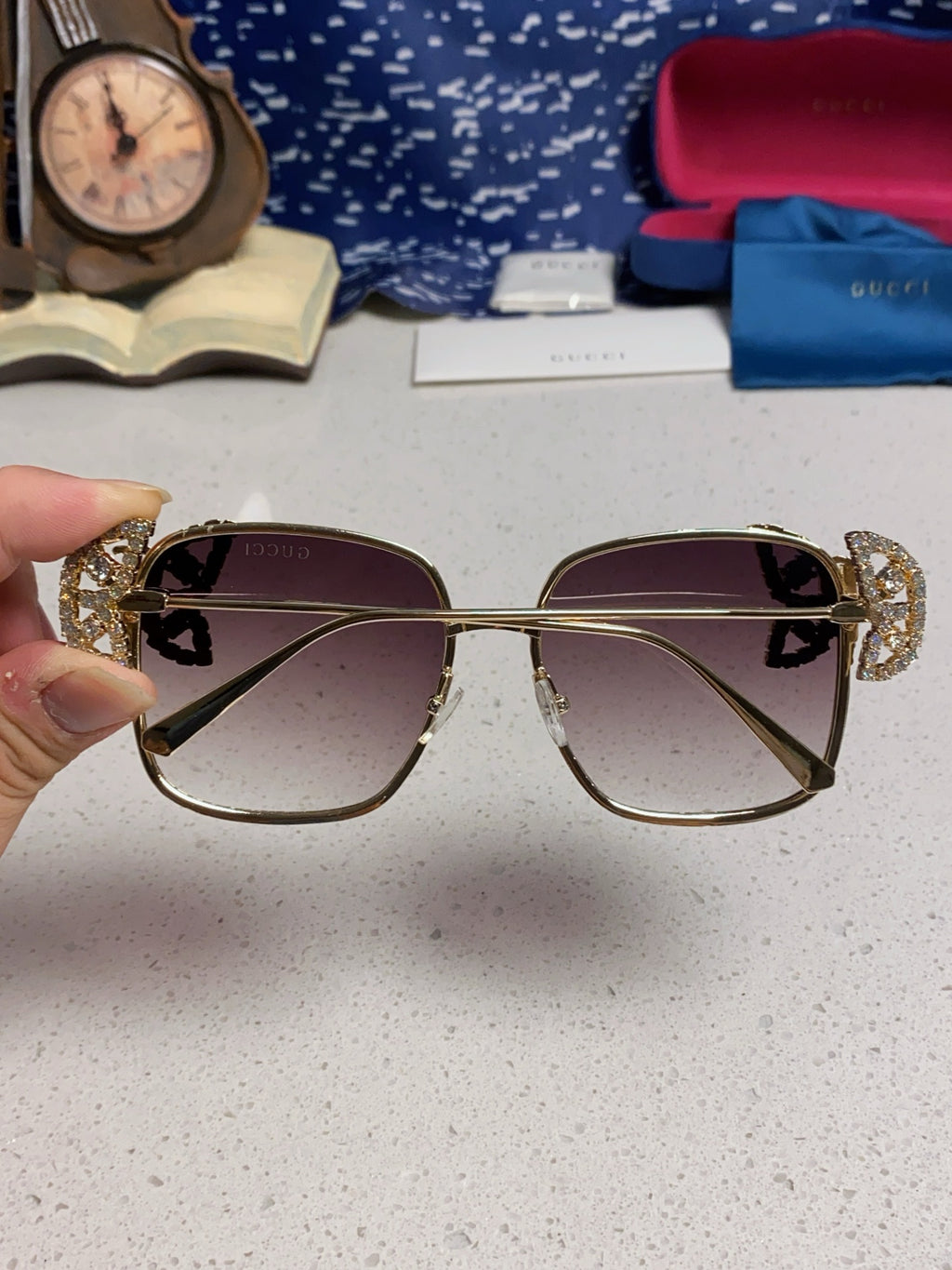 Gucci Square Brown Lens Sunglasses for Women - 132229 - detail image 5