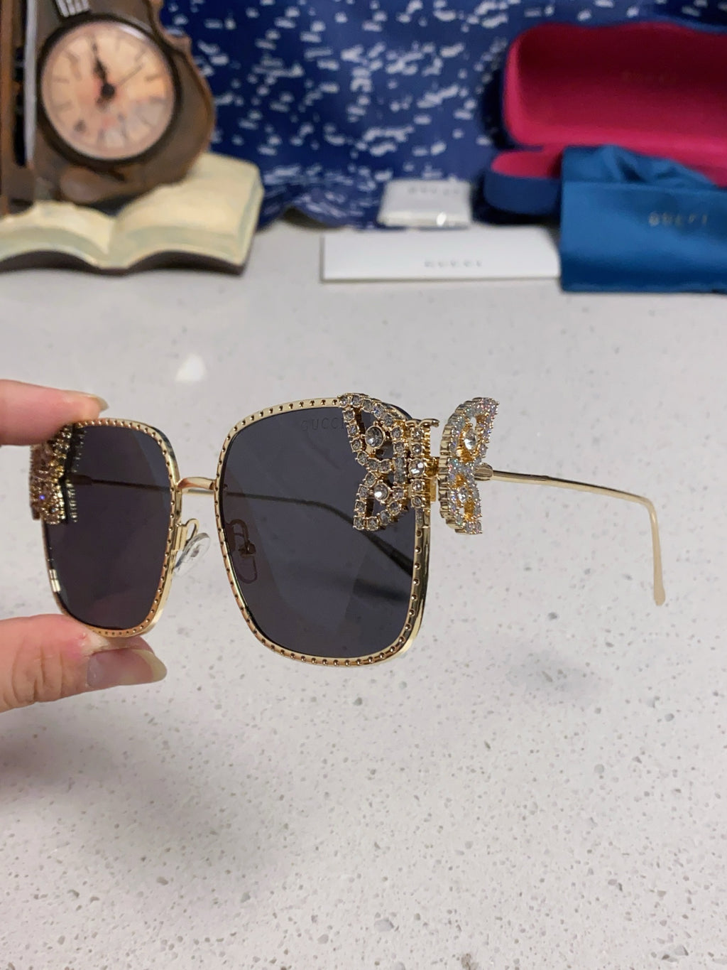 Gucci Square Black Lens Sunglasses for Women - 132230 - detail image 6