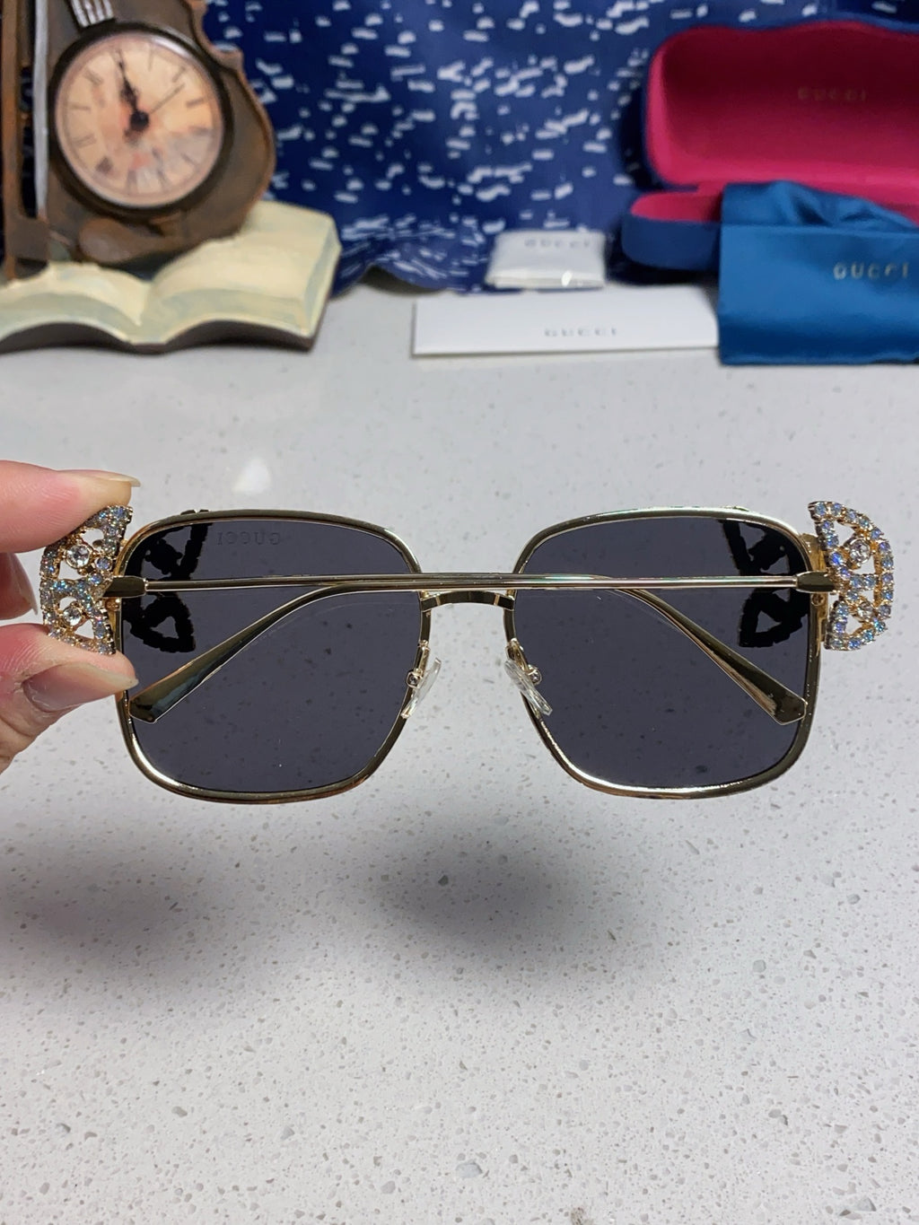 Gucci Square Black Lens Sunglasses for Women - 132230 - detail image 5