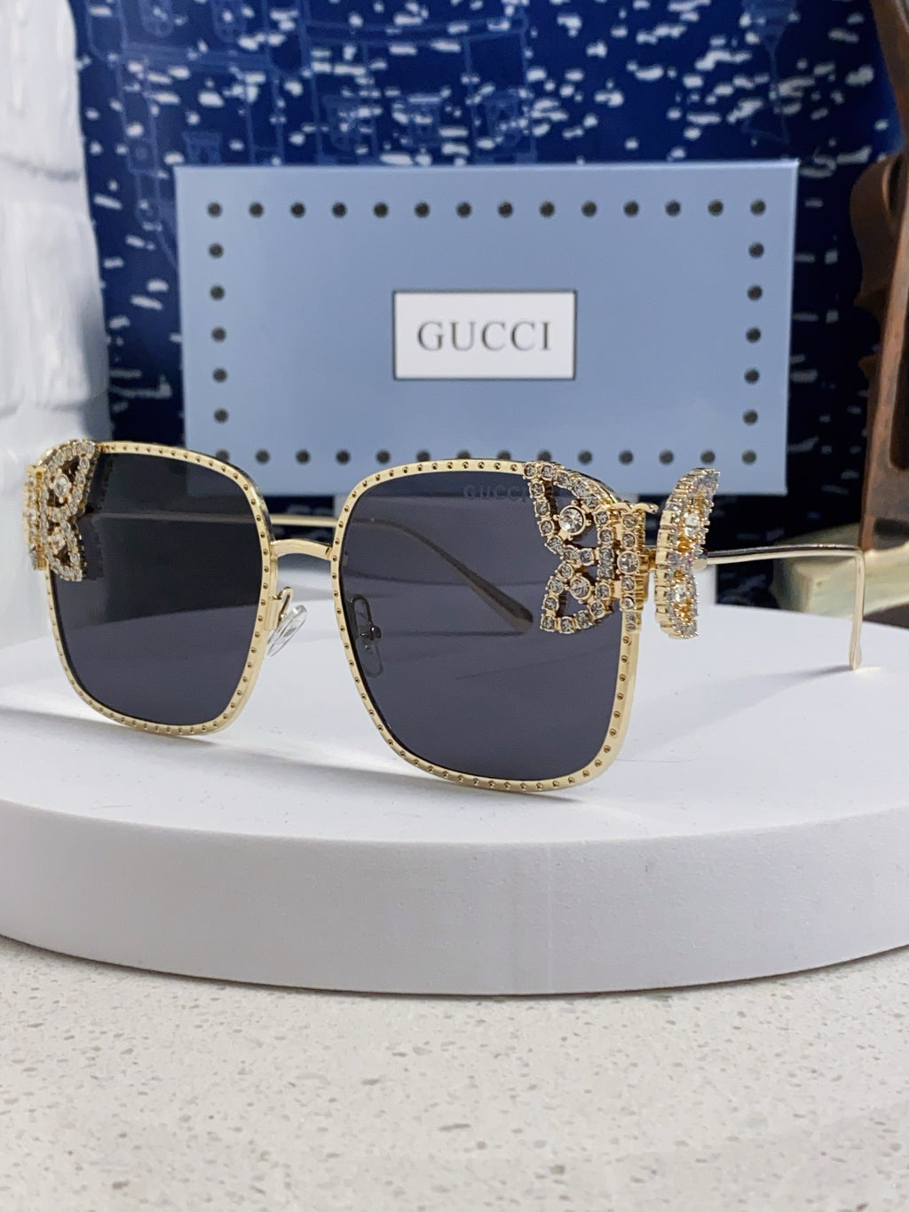 Gucci Square Black Lens Sunglasses for Women - 132230