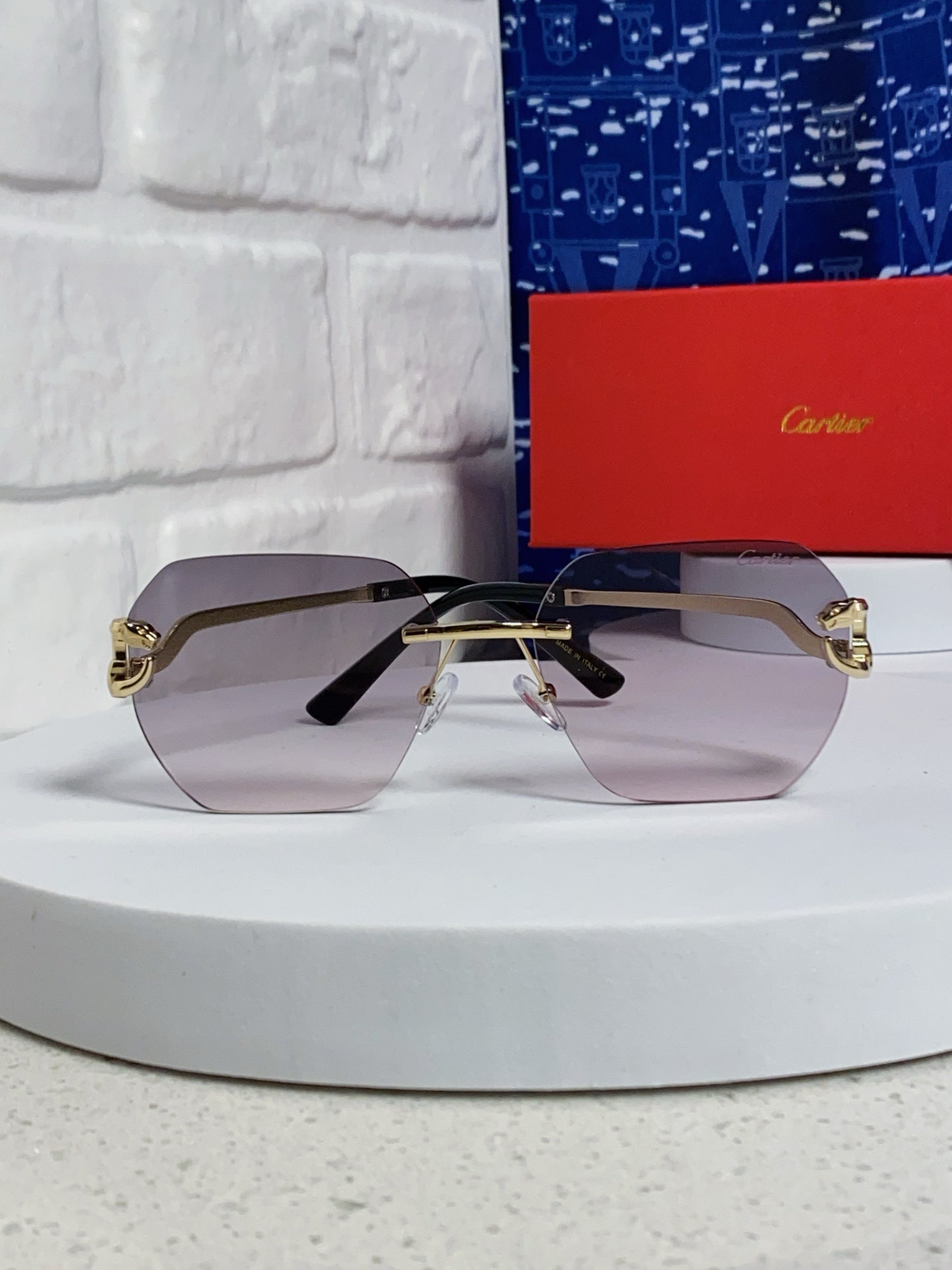 Cartier Lightweight Metal Rimless Silver Lens Sunglasses for Men & Wo - 432226 - detail image 2