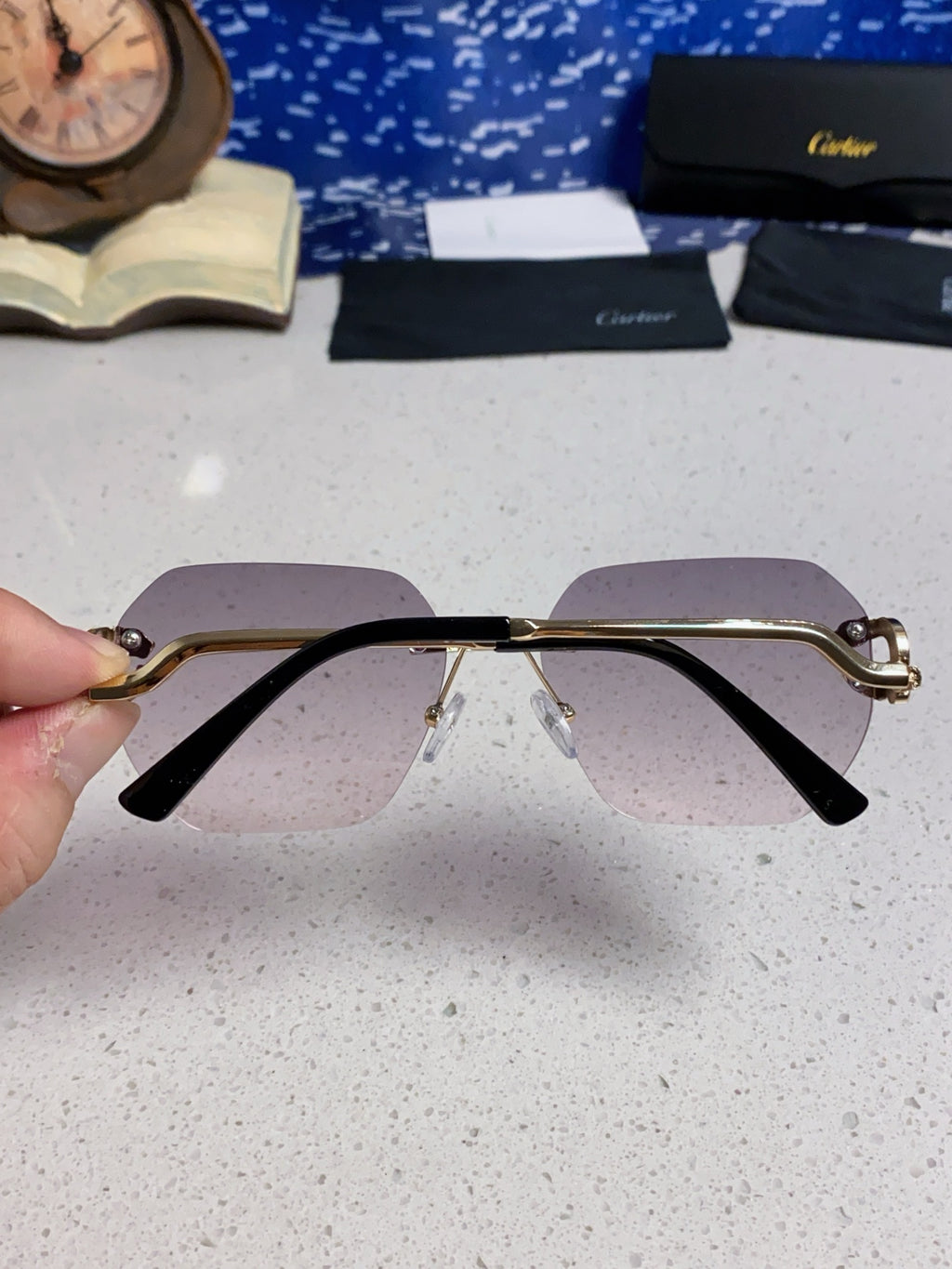Cartier Lightweight Metal Rimless Silver Lens Sunglasses for Men & Wo - 432226 - detail image 5