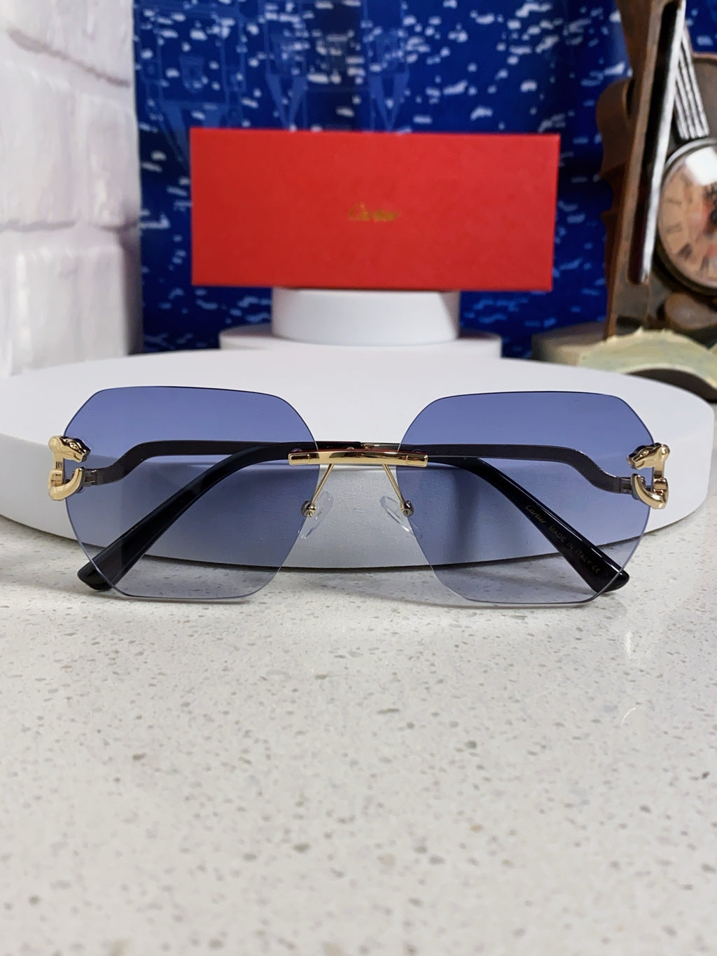 Cartier Lightweight Metal Rimless Silver Lens Sunglasses for Men & Wo - 158530 - detail image 9