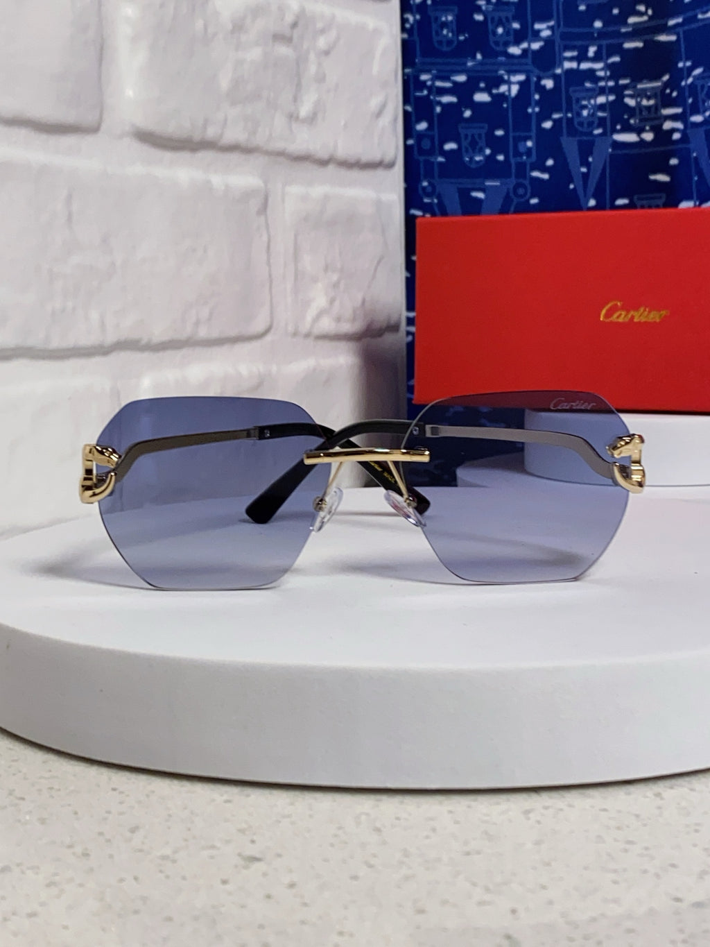 Cartier Lightweight Metal Rimless Silver Lens Sunglasses for Men & Wo - 158530 - detail image 2