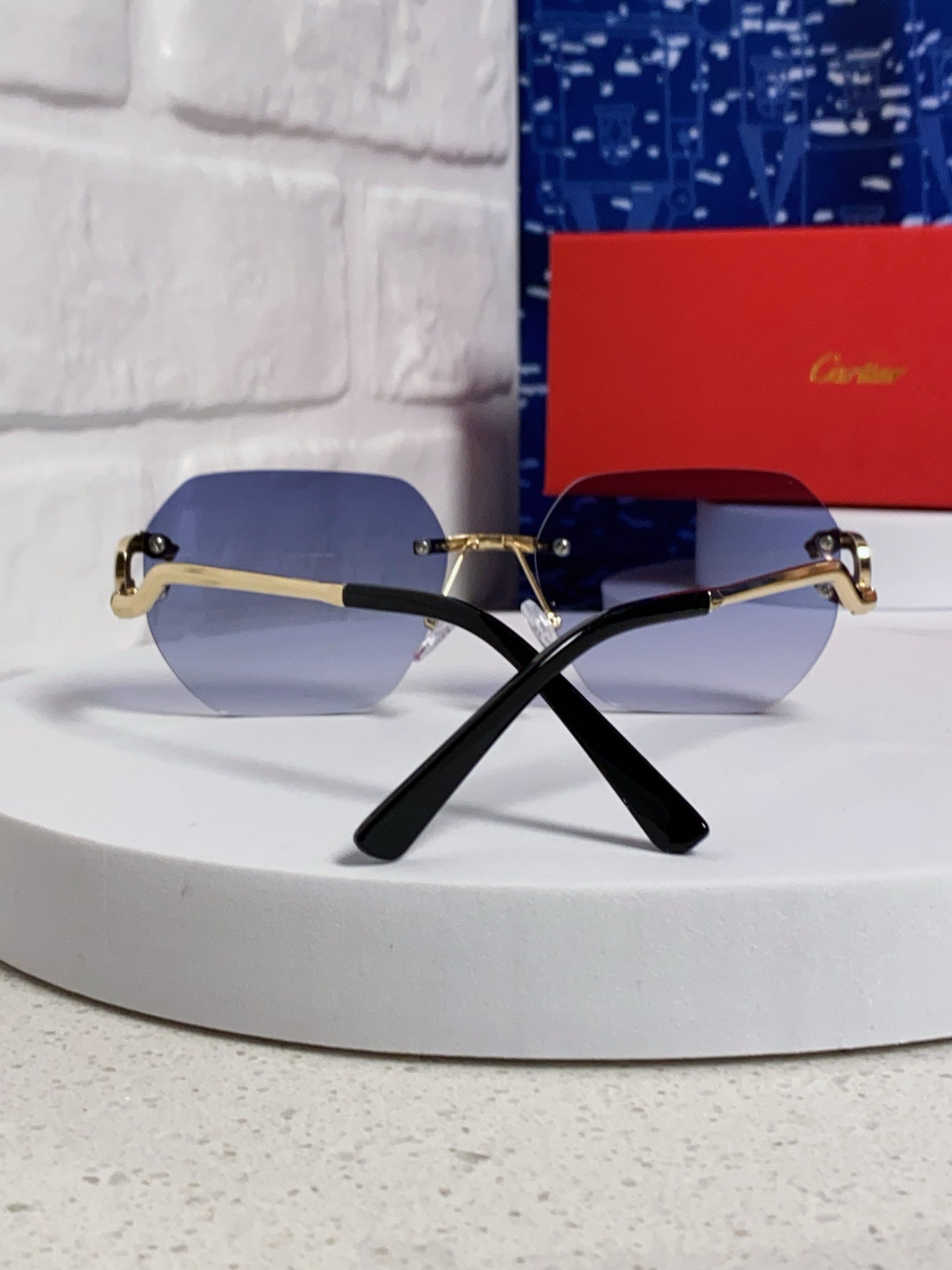 Cartier Lightweight Metal Rimless Silver Lens Sunglasses for Men & Wo - 158530 - detail image 3