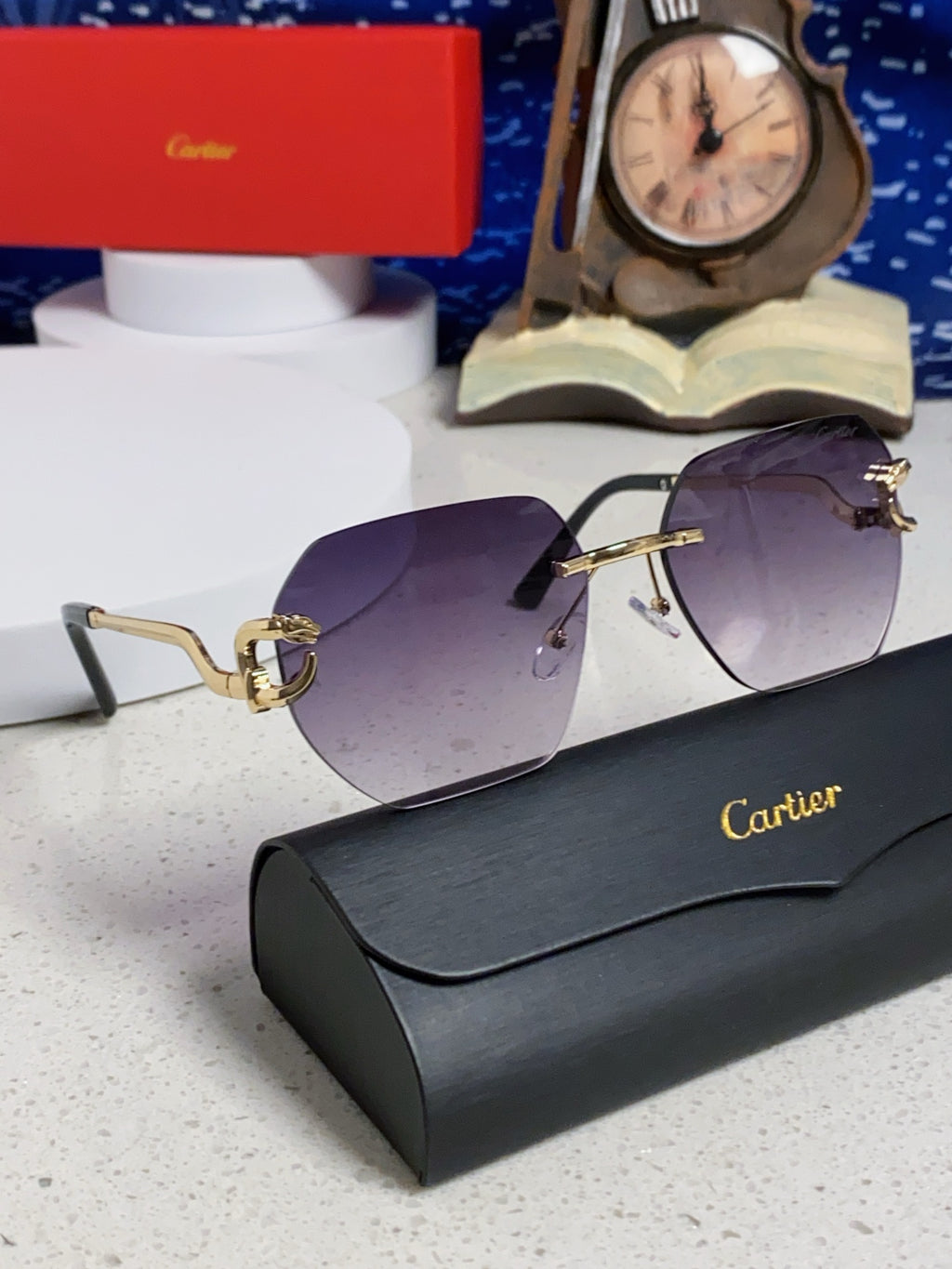 Cartier Lightweight Metal Rimless Silver Lens Sunglasses for Men & Wo - 432229 - detail image 10
