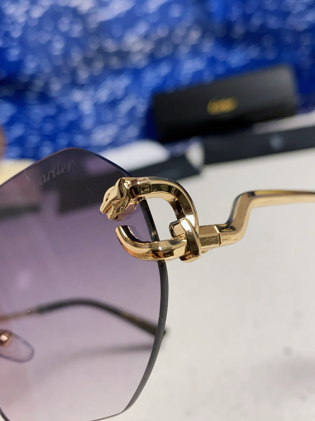 Cartier Lightweight Metal Rimless Silver Lens Sunglasses for Men & Wo - 158532 - detail image 7