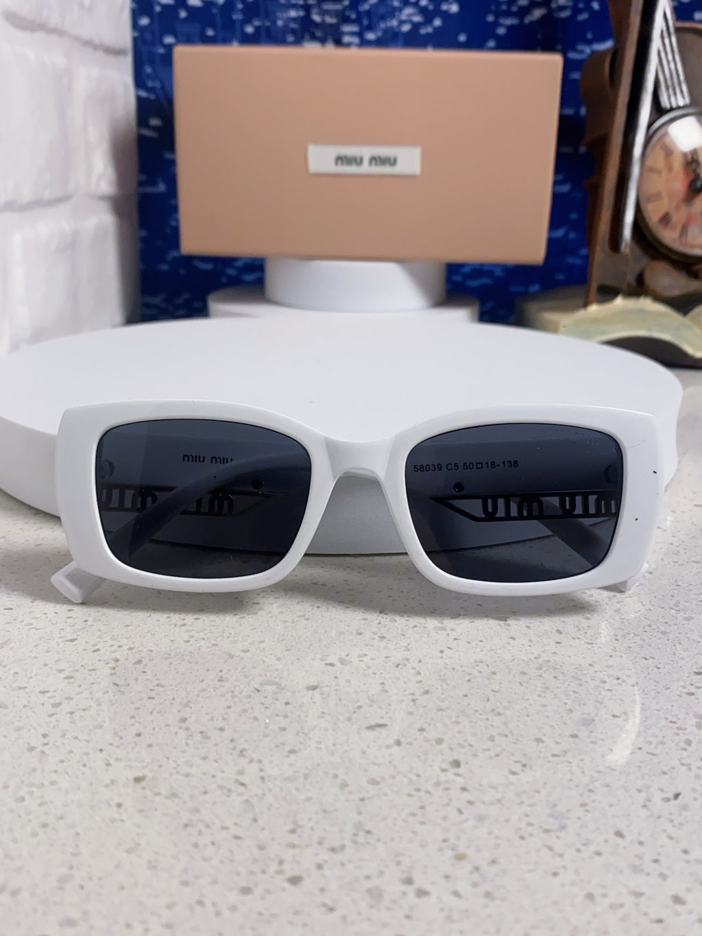 Miu Miu Polarized Square Silver Lens Sunglasses for Women - detail image 9
