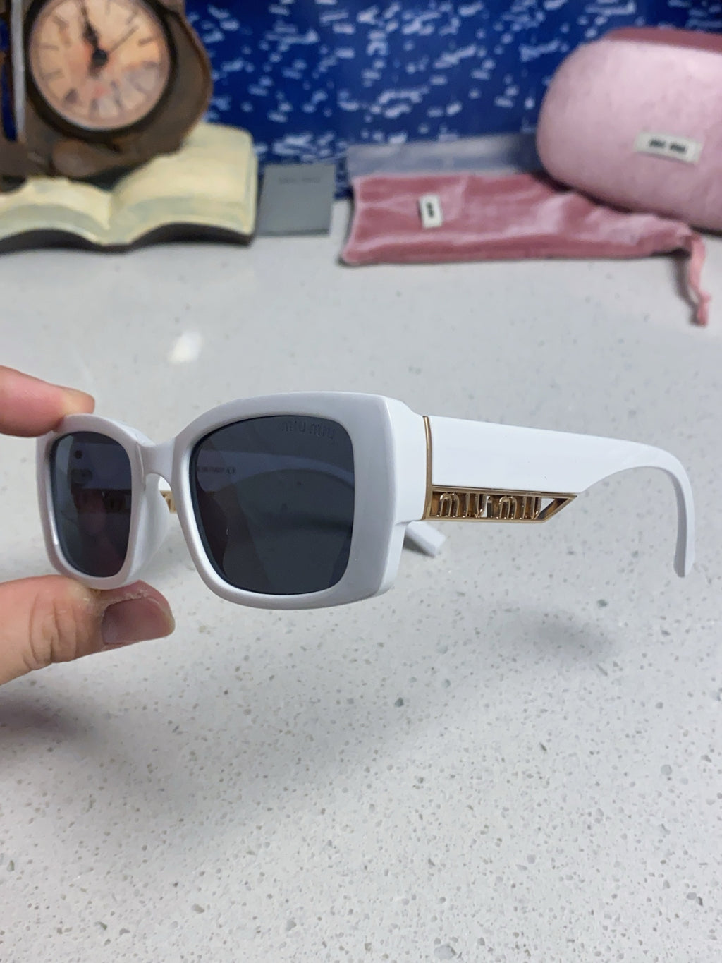 Miu Miu Polarized Square Silver Lens Sunglasses for Women - detail image 6