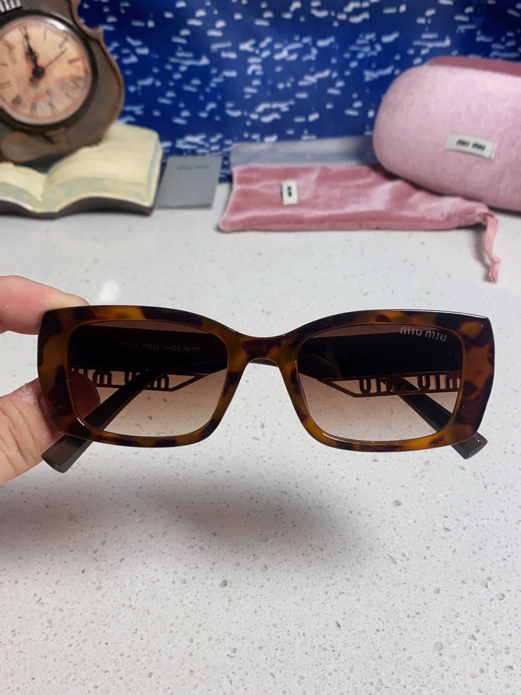 Miu Miu Polarized Square Red Lens Sunglasses for Women - detail image 4