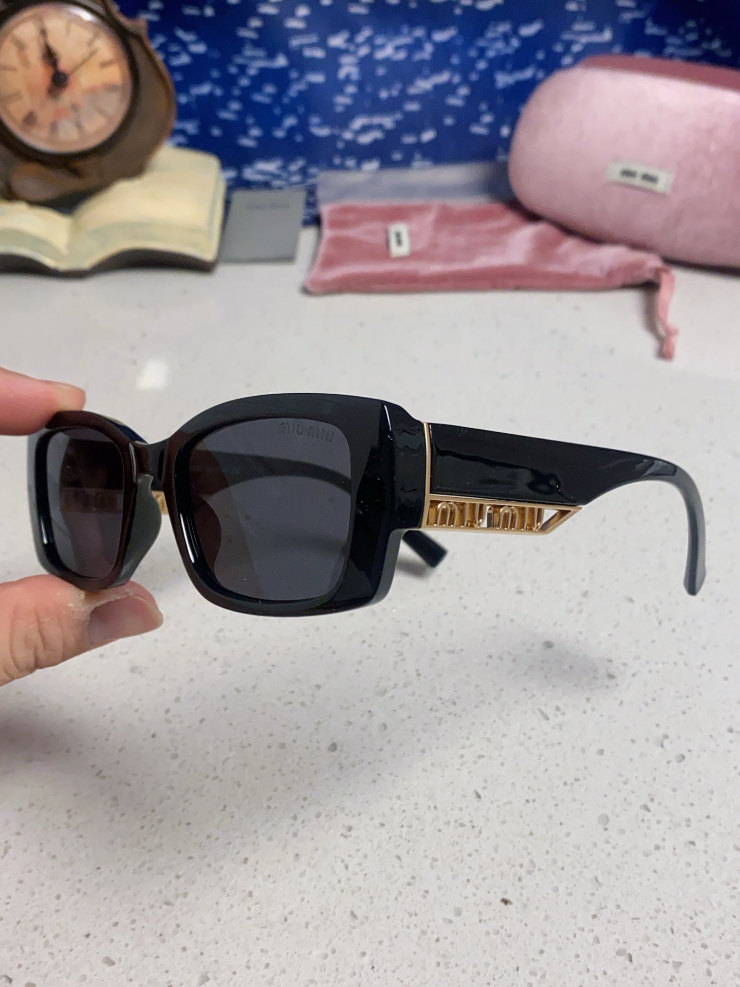 Miu Miu Polarized Square Black Lens Sunglasses for Women - detail image 6