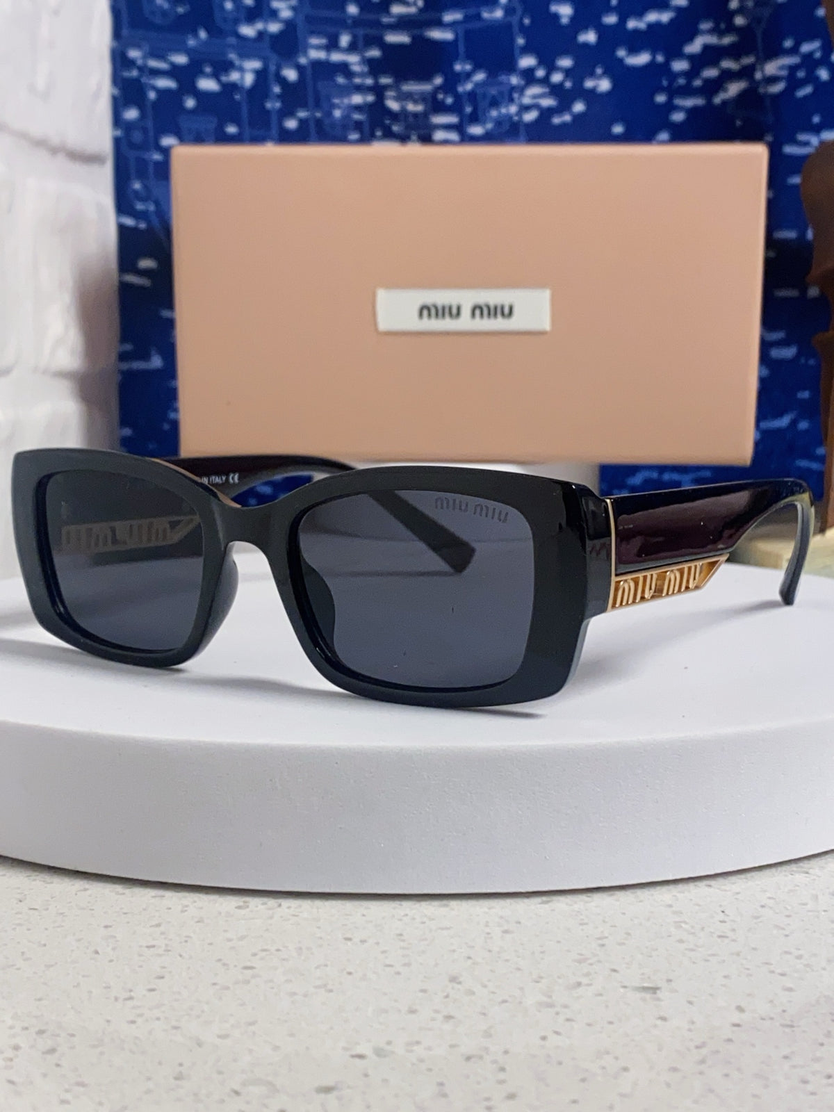 Miu Miu Polarized Square Black Lens Sunglasses for Women