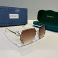 Gucci Metal Aviator Brown Lens Sunglasses for Men & Women - 415001