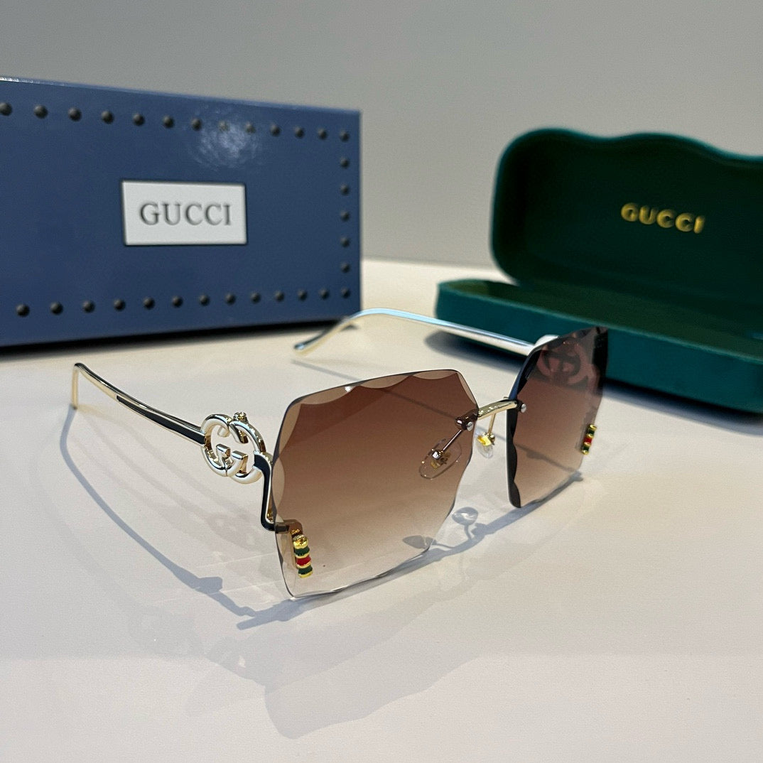 Gucci Metal Aviator Brown Lens Sunglasses for Men & Women - 415001