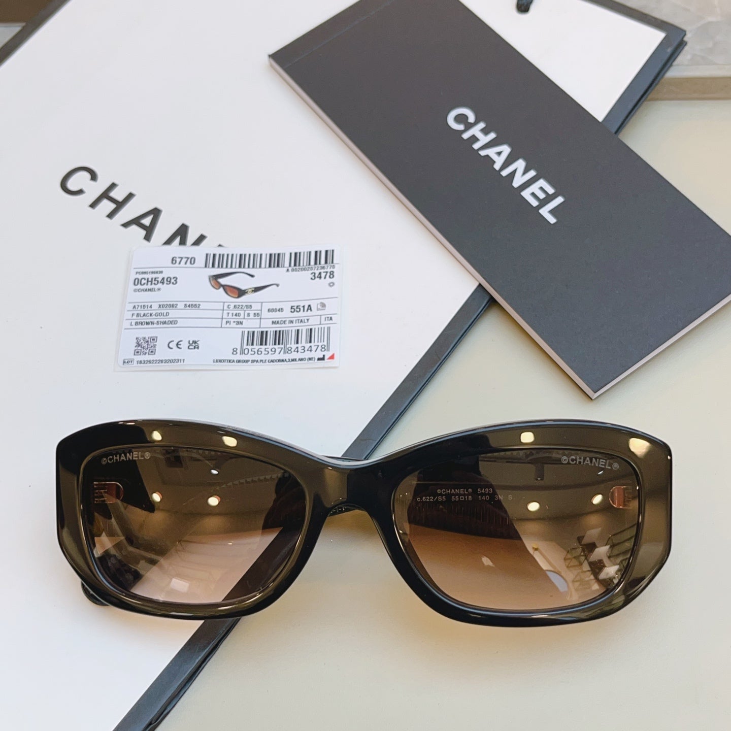 Chanel CH5493 Fashion Black Lens Sunglasses for Men & Women - 382348