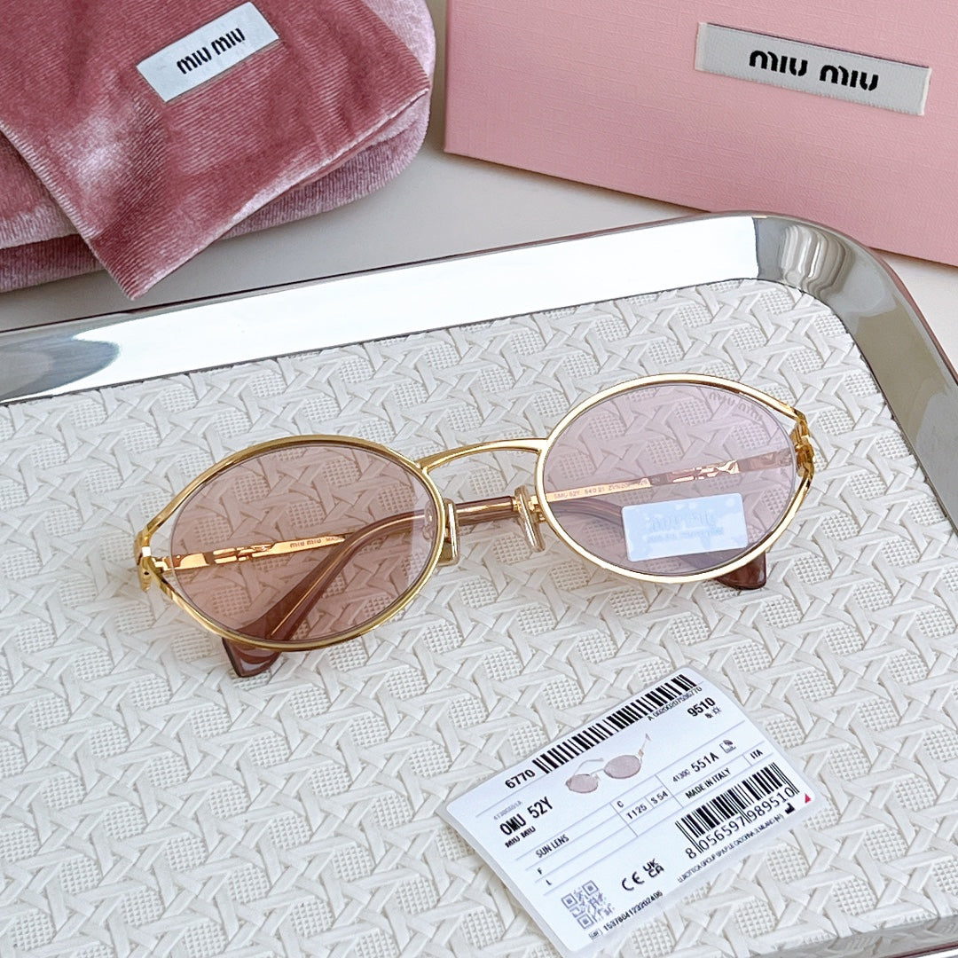 Miu Miu SMU52Y Fashion Gold Lens Sunglasses for Men & Women