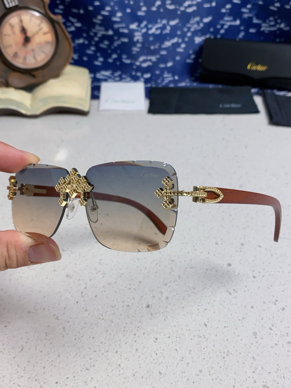 Cartier Lightweight Rimless Silver Lens Sunglasses for Men & Women - 415890 - detail image 6
