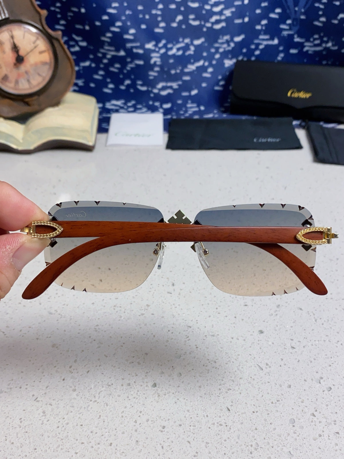 Cartier Lightweight Rimless Silver Lens Sunglasses for Men & Women - 415890 - detail image 5