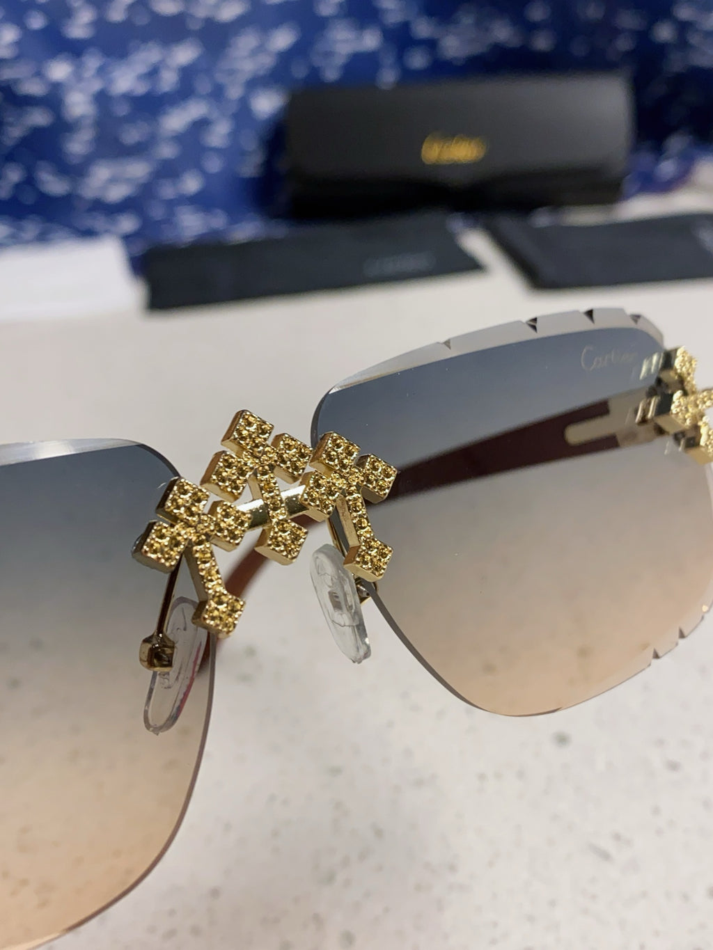 Cartier Lightweight Rimless Silver Lens Sunglasses for Men & Women - 415890 - detail image 7