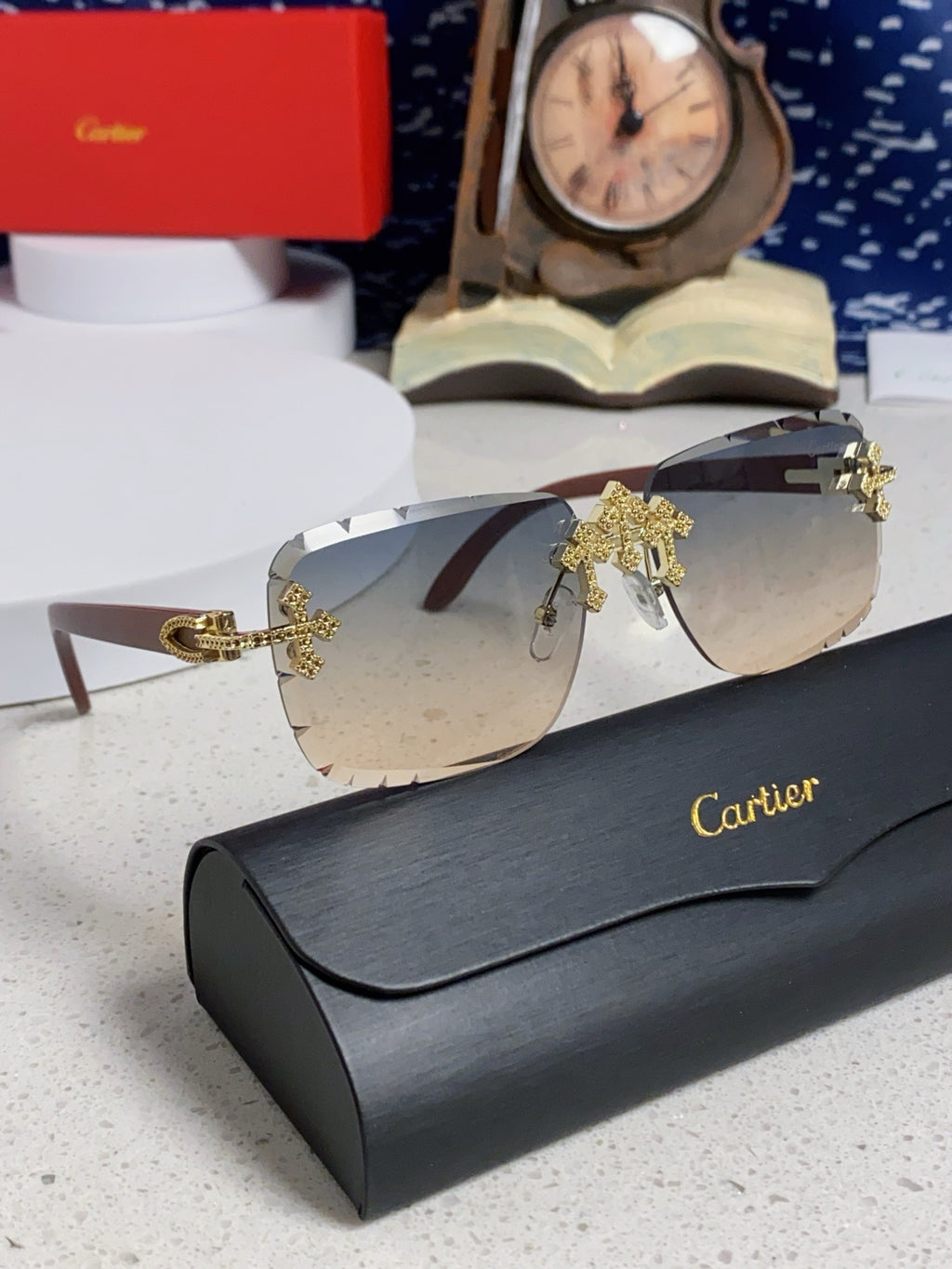 Cartier Lightweight Rimless Silver Lens Sunglasses for Men & Women - 415890 - detail image 11