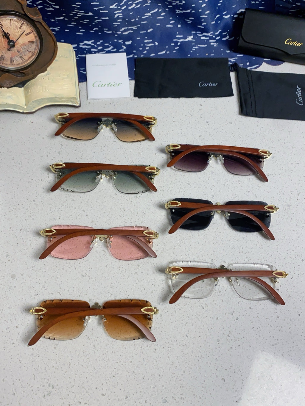 Cartier Lightweight Rimless Silver Lens Sunglasses for Men & Women - 493669 - detail image 12
