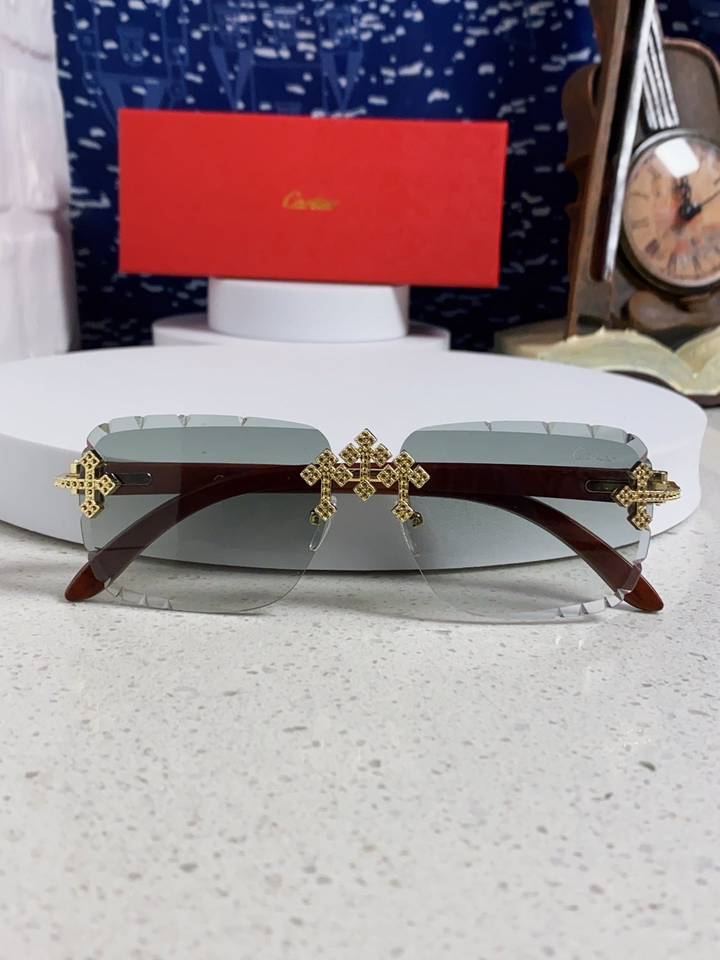 Cartier Lightweight Rimless Silver Lens Sunglasses for Men & Women - 415891 - detail image 10