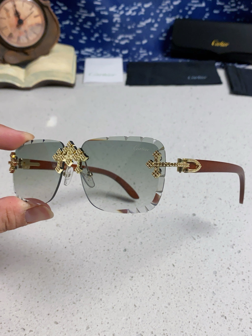 Cartier Lightweight Rimless Silver Lens Sunglasses for Men & Women - 493669 - detail image 6