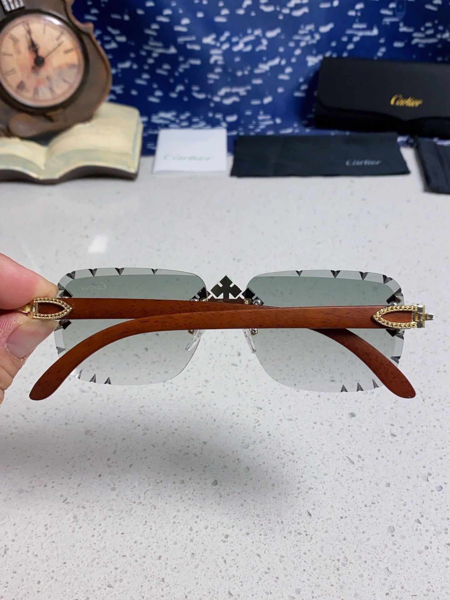 Cartier Lightweight Rimless Silver Lens Sunglasses for Men & Women - 415891 - detail image 5