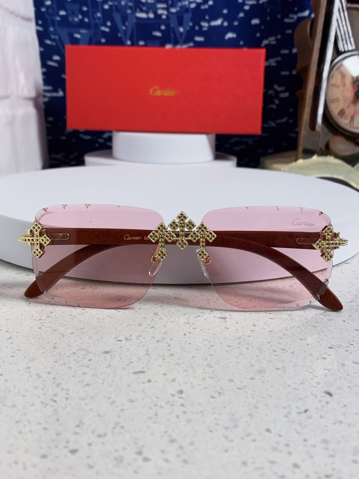 Cartier Lightweight Rimless Silver Lens Sunglasses for Men & Women - 493670 - detail image 10