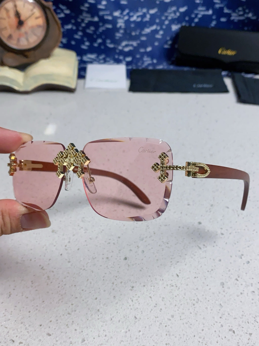 Cartier Lightweight Rimless Silver Lens Sunglasses for Men & Women - 415892 - detail image 6