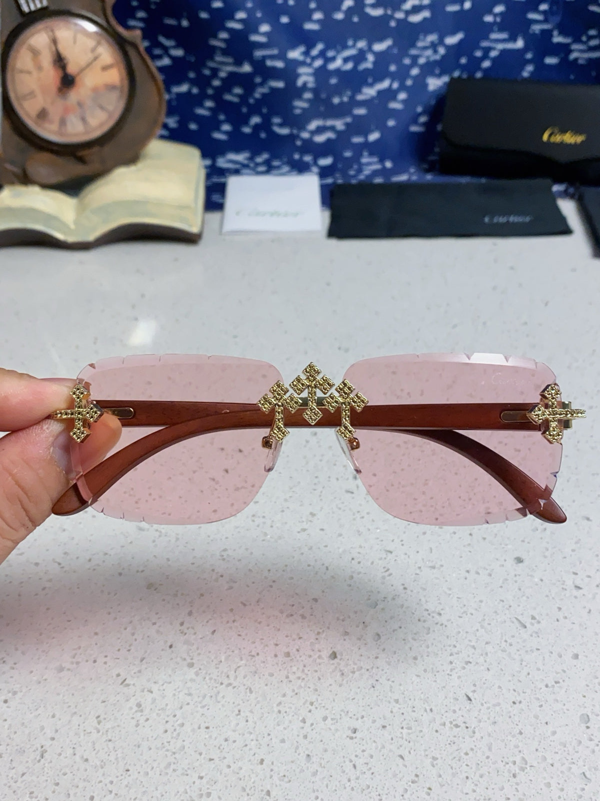 Cartier Lightweight Rimless Silver Lens Sunglasses for Men & Women - 415892 - detail image 4