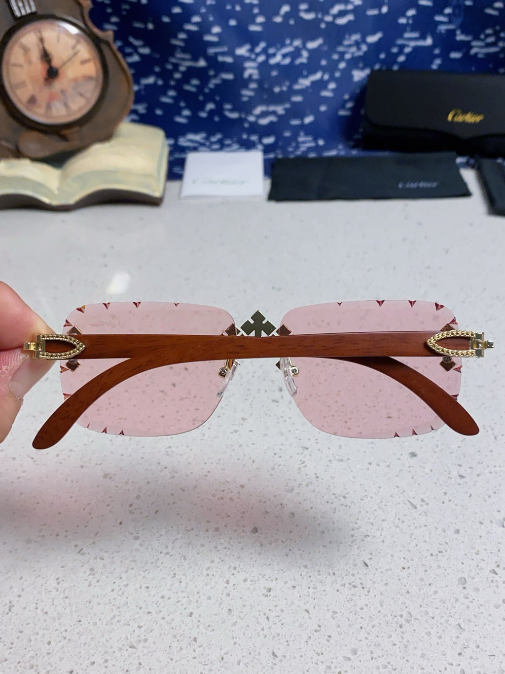 Cartier Lightweight Rimless Silver Lens Sunglasses for Men & Women - 493670 - detail image 5